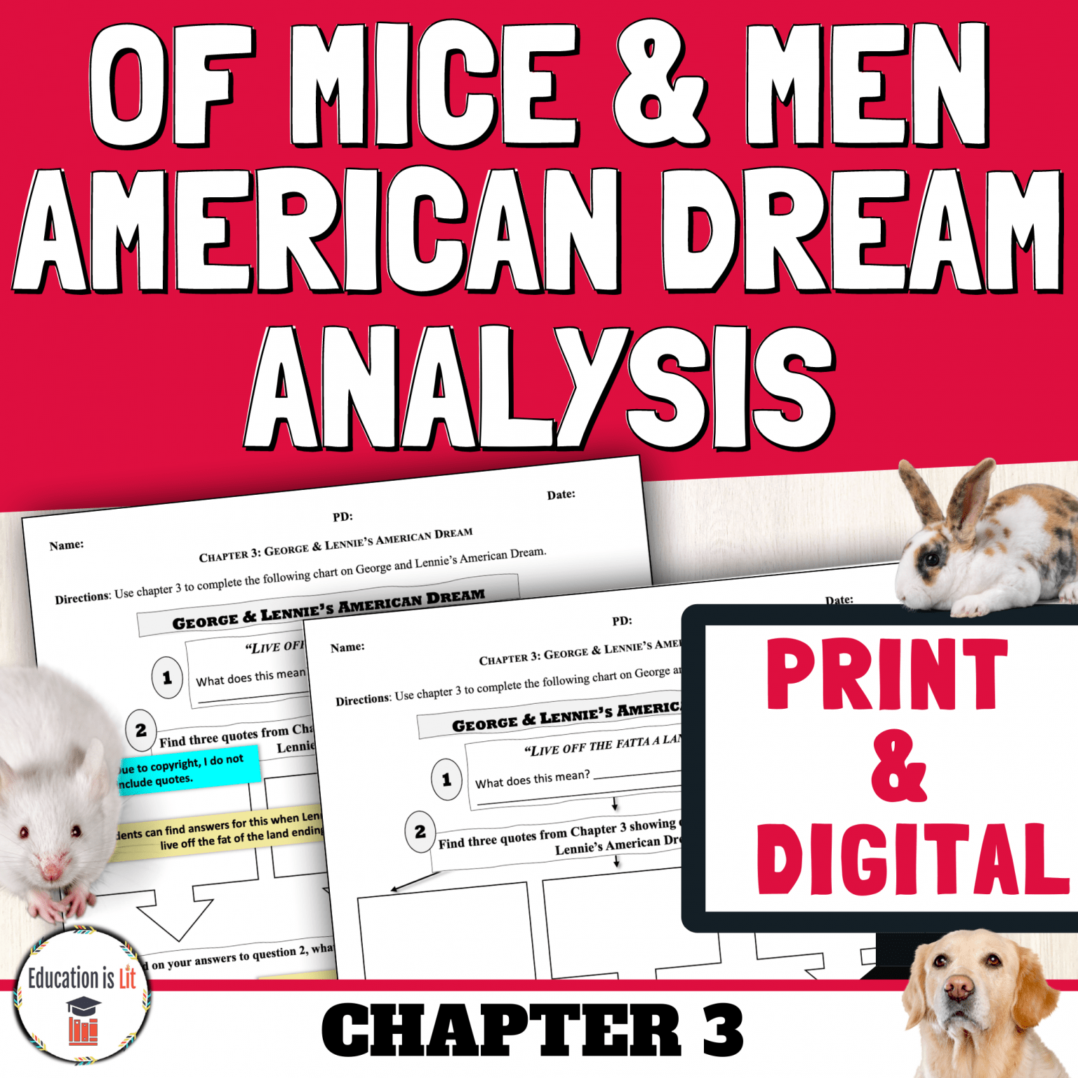 Of Mice and Men Chapter 3 Lesson – American Dream Analysis – Education ...
